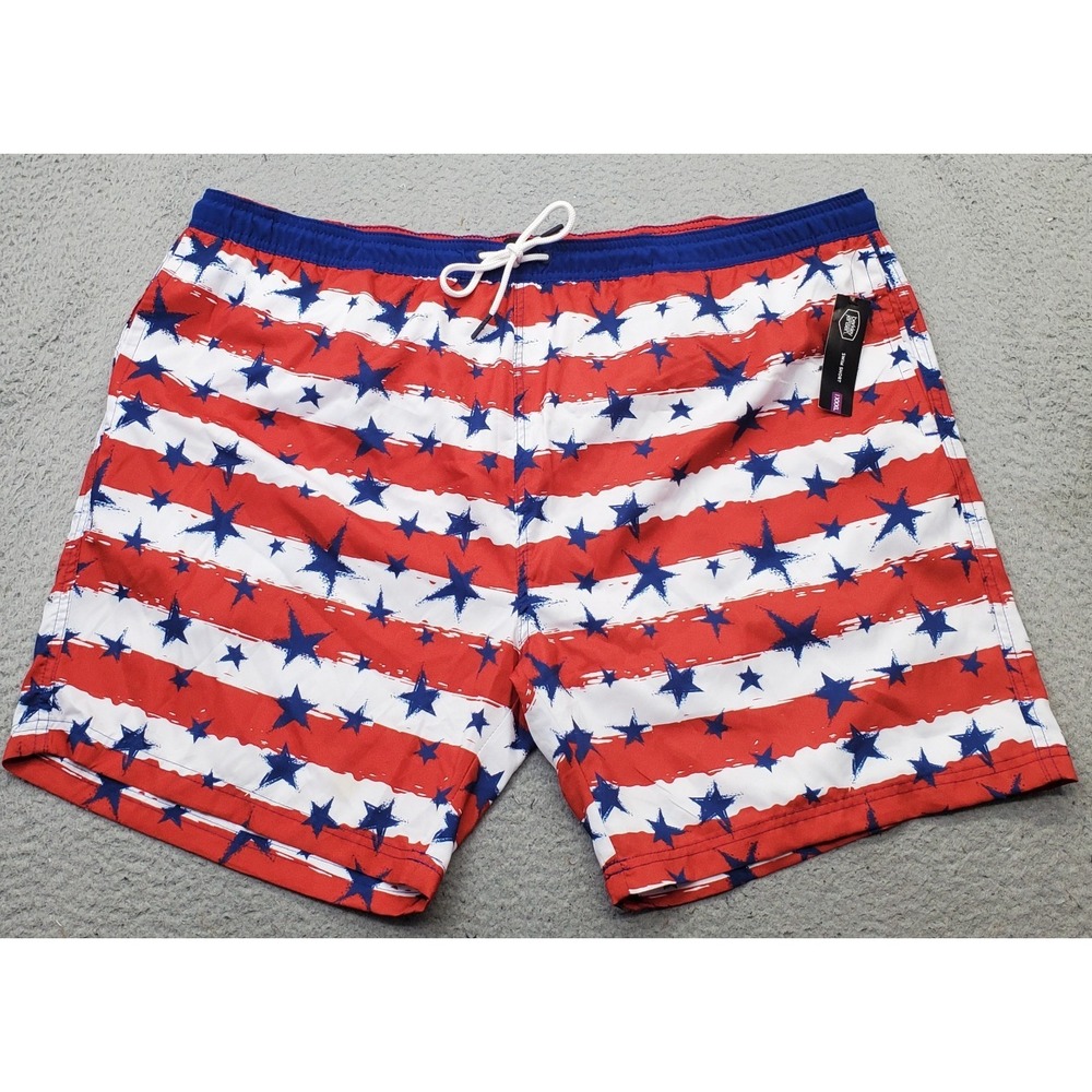Berkley Jensen Board Shorts Mens XXXL Multi Stars Stripes Patriotic Mesh Lined